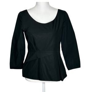 Marni Black Cotton Peplum Blouse With Waist Detail Size 40/4